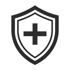 Obraz premium A shield with a cross, an isolated graphic for security and health-related protection.
