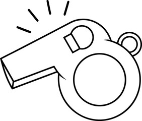 Black and white whistle icon design with sound waves for coaching or sports indicating authority and control for referees and trainers illustration
