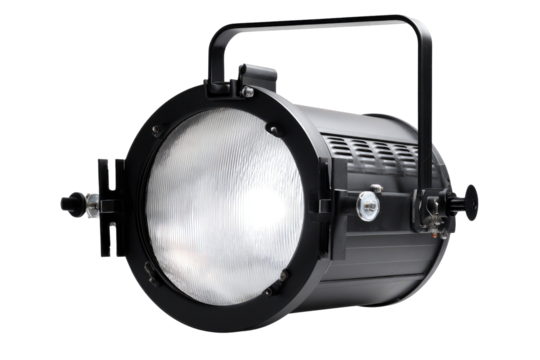 Black studio lighting fixture, round, with frosted lens