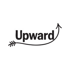 An illustration of the word upward with an arrow forming the shape of the letters in black ink