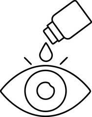 Eye Drops Application for Vision Health and Dry Eye Relief in Minimalist Outline Style Illustration