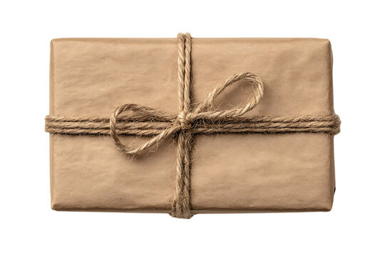 Brown package tied with twine. Gift, delivery, shipping concept.