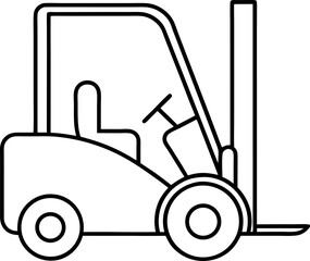 Forklift truck outline drawing of industrial vehicle for warehouse and factory work and shipping services and construction sites vector illustration