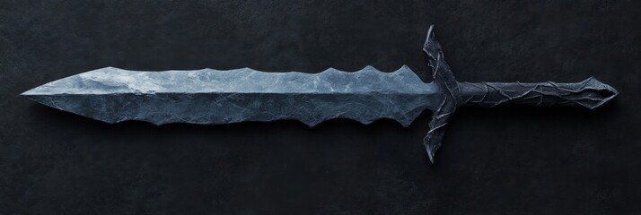 Ancient fantasy sword with dark metal blade for medieval design