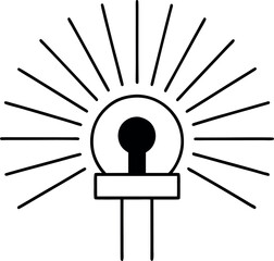 Minimalist light bulb icon with emanating rays of light providing illumination idea generation and innovative thinking on a white background