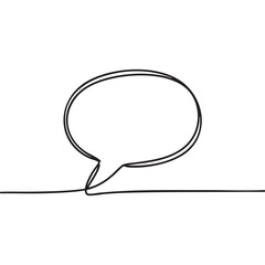 Naklejka premium Continuous line drawing of a speech bubble with a thin horizontal line at the bottom edge