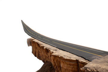 3d illustration with cut of the ground and the desert road floating in the air, isolated on AI generated by PNG
