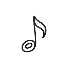 Obraz premium A simple black outline drawing of a musical eighth note on a plain white background in vector format