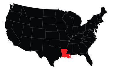 State of Louisiana Highlighted on a USA Map Editable