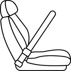 Stylized car seat outline with seatbelt safety design for automotive industry and passenger safety demonstration or minimalist transportation illustration