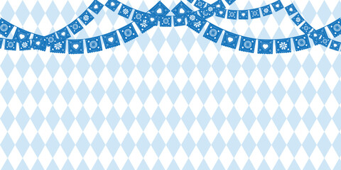 Bavarian Oktoberfest seamless pattern with blue and white rhombus Flags of Bavaria Oktoberfest blue checkered background Wallpaper Vector old diamonds background	