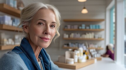 Seasoned retail owner celebrating small business saturday