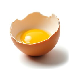 Broken chicken egg shell with fresh yolk and white
