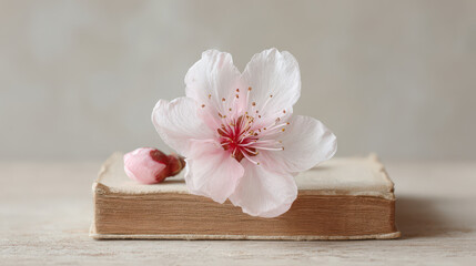 antique book lies open on rustic wooden table revealing delicate pages within