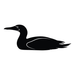 Vector art of black silhouette of a duck