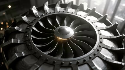 Close up of Metal Turbine Engine