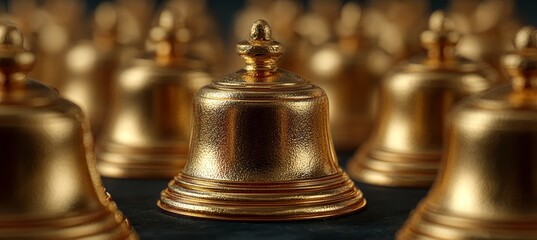 Golden metal bell seamless object. Generative AI technology.	
