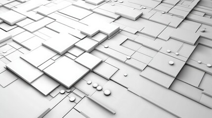 White Geometric Blocks with Connecting Lines and Circles