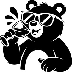 Black silhouette t-shirt design of an owl perched on a beer barrel with a frothy glass