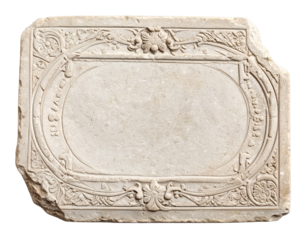 Ancient blank stone tablet isolated on white