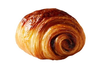 Delicious chocolate croissant pastry isolated on black background