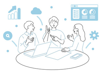 チームで考える未来｜ディスカッションをする人物