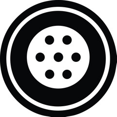 Stylized black and white car wheel hub cap icon simple graphic design representing automotive component