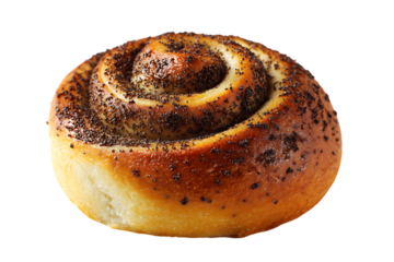 Close up of a delicious poppy seed roll.