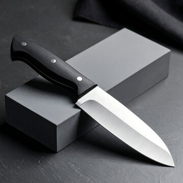Kitchen knife on sharpening stone