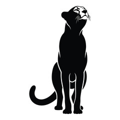 Vector art of black panther sitting and looking up isolated on white