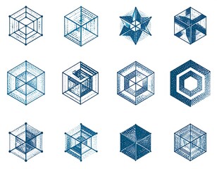 Geometric shapes, intricate designs, dotted lines