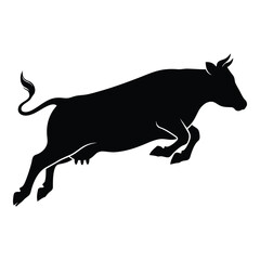 Vector art of jumping bull silhouette