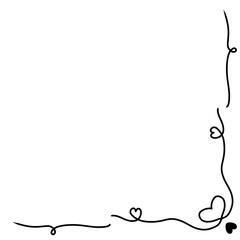 Minimalist hand-drawn Heart Line Art Corner Frame