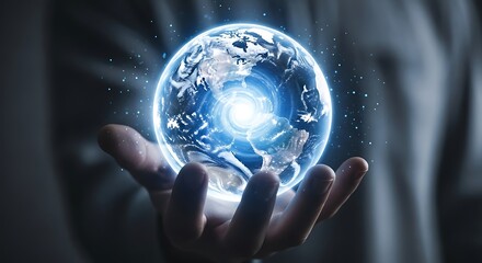 Holographic Earth in Hand.