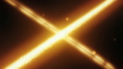 Golden Light Beams Crossing with Glittering Particles on Dark Background — Luxury Abstract - Powered by Adobe