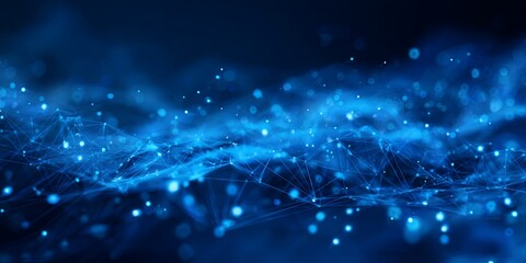 Abstract blue digital background with glowing lines, dots, and connections representing technology and communication networks