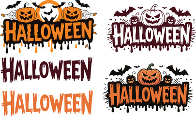 Halloween t-shirt design bundle vector art on a white background. Perfect for Halloween equipment's design. 