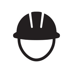 Construction Worker Head Icon — Hard Hat Face Silhouette