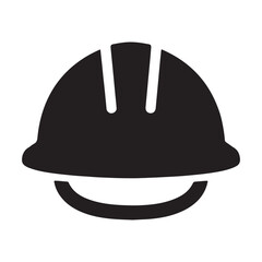 Front View Hard Hat with Chin Strap Icon — Construction Safety Helmet