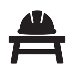  Hard Hat on Sawhorse Icon — Construction Safety and Storage