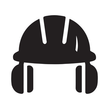 black safety helmet with ear protection clip art preview