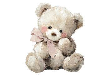 Adorable teddy bear with a bow. Perfect for kids' themes.