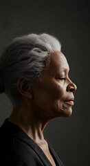 Elderly African American Woman Serene Contemplative Headshot