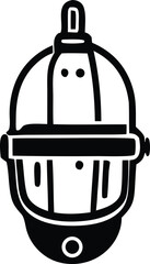 Retro industrial protective helmet symbol icon minimalist black and white graphic design elements for vintage themes