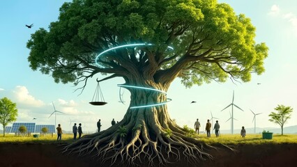 Suspended Holy Tree Art Scene