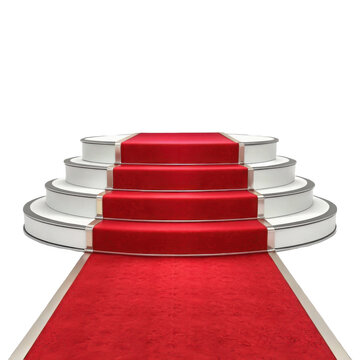 Award winning podium with red carpet isolated on transparent background