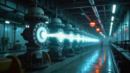 Fototapeta premium Industrial equipment space for electro-optical special effects