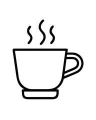 A simple brown coffee cup icon with steam and a heart symbol, a hot morning drink illustration