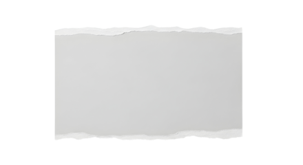Torn Paper Texture With Rough Edges Isolated on a White Background - A Close-Up View of a Grey Sheet of Paper with Unevenly Torn Sides