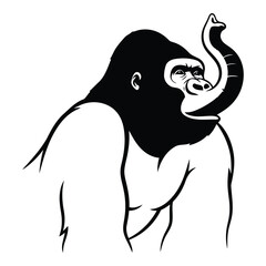 Vector art of gorilla with elephant trunk